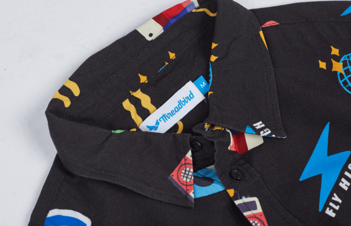 Sewn in Neck Tag on Button Up